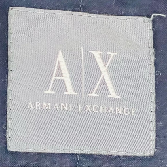 $129 Armani Exchange Double Breasted Navy Blue Rayon Wool Pea Coat Size M - Picture 2 of 4